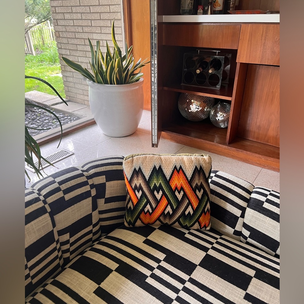 Cool 1970s needlepoint accent pillow